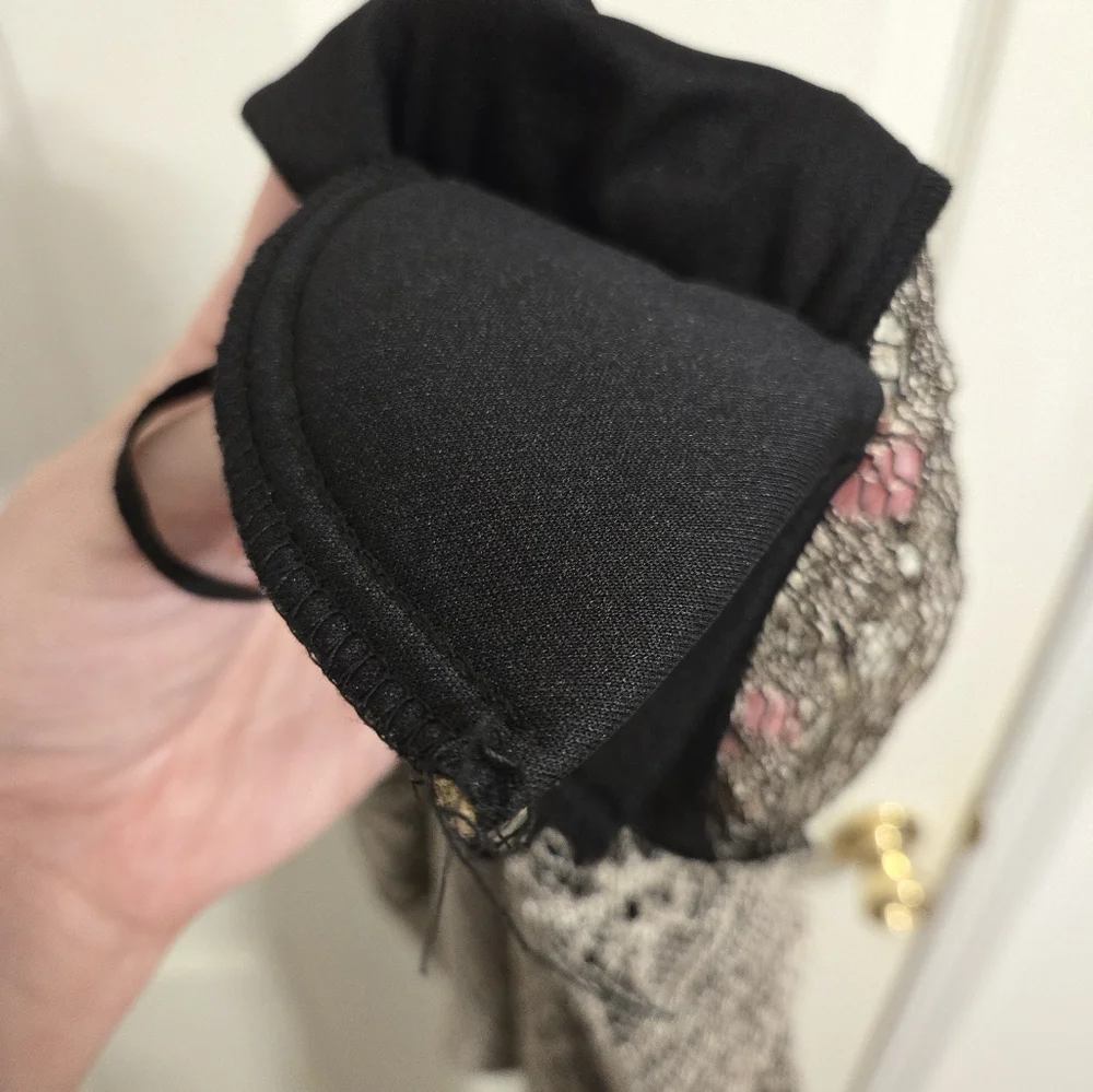 Helene Blake taupe black vintage overlay dress flapper style size 8 (runs Small)